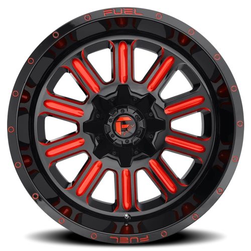 Fuel Hardline D621 20x10 -18 5x139.7mm 110.3mm Gloss Black Candy Red