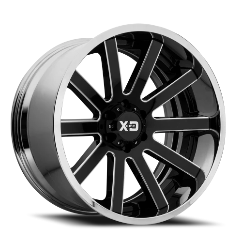 XD Series Heist XD200 GB-CL 22x12 -44 8x170mm 125.5mm Gloss Black Milled Center-Chrome Lip
