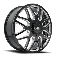 Cali Offroad Invader Dually 9115D GB-M 24x8.25 +115 8x165.1mm 121.3mm Gloss Black Milled Spokes