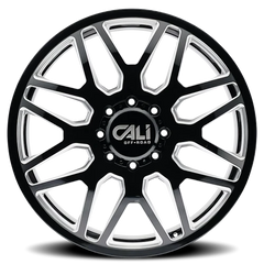 Cali Offroad Invader Dually 9115D GB-M 24x8.25 +115 8x210mm 154.2mm Gloss Black Milled Spokes