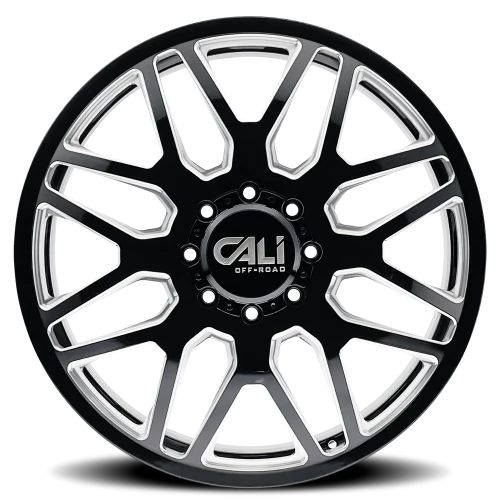 Cali Offroad Invader Dually 9115D GB-M 24x8.25 +115 8x165.1mm 121.3mm Gloss Black Milled Spokes