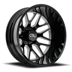 Cali Offroad Invader Dually 9115D GB-M 22x8.25 -232 8x165.1mm 121.3mm Gloss Black Milled Spokes
