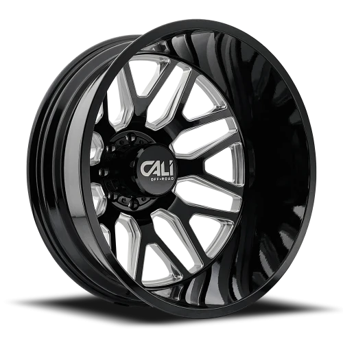 Cali Offroad Invader Dually 9115D GB-M 22x8.25 -232 8x200mm 142mm Gloss Black Milled Spokes