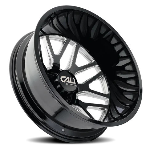 Cali Offroad Invader Dually 9115D GB-M 24x8.25 -232 8x200mm 142mm Gloss Black Milled Spokes