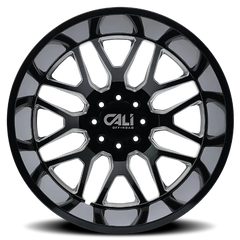 Cali Offroad Invader Dually 9115D GB-M 22x8.25 -192 8x165.1mm 121.3mm Gloss Black Milled Spokes