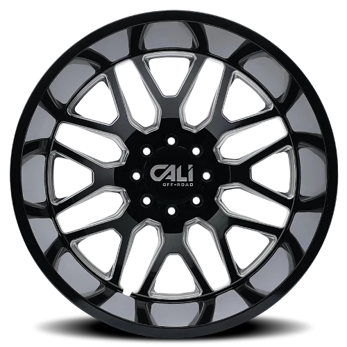 Cali Offroad Invader Dually 9115D GB-M 22x8.25 -232 8x200mm 142mm Gloss Black Milled Spokes