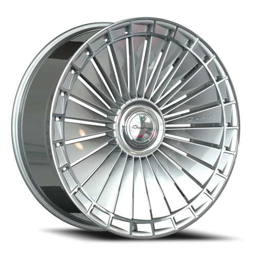 24" Giovanna Kapletta MS Gloss Silver Machined Face-Machined Lip Wheel & Tire Package | 295/35R24 Lexani LX-Thirty Tires | Fits Mercedes G-Wagon