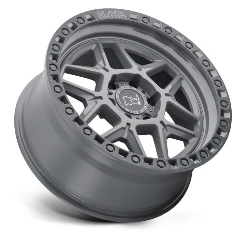 Black Rhino Kelso GY 17x9 -12 6x139.7mm 112.1mm Battleship Gray Black Lip Edge-Black Bolts