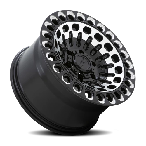 Black Rhino Labyrinth 17x9.5 -18 5x127mm 71.5mm Gloss Black Machined Face-Milled