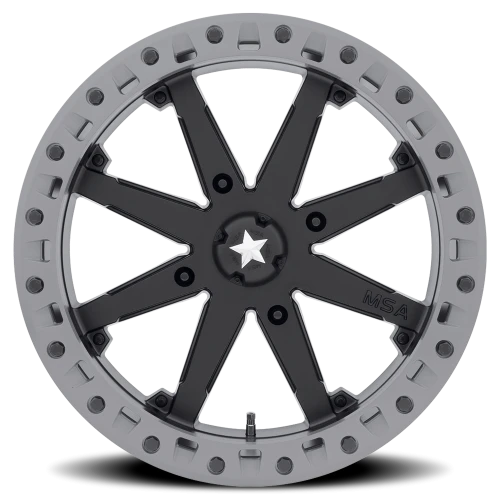 MSA Lok2 M31 14x7 +0 4x110mm 86mm Satin Black Matte Gray Ring