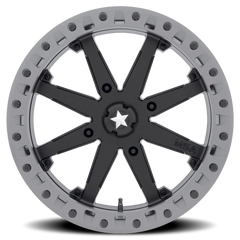 MSA Lok2 M31 15x7 +0 4x110mm 86mm Satin Black Matte Gray Ring