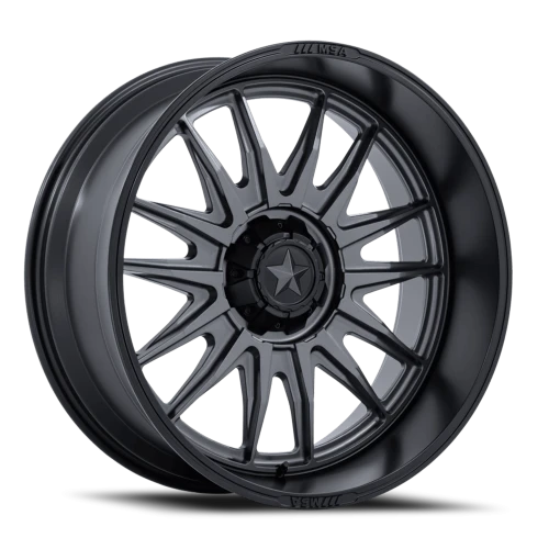 MSA M55 Commander UTV AB 18x7 +10 4x137mm 110.1mm Matte Gunmetal Matte Black Lip