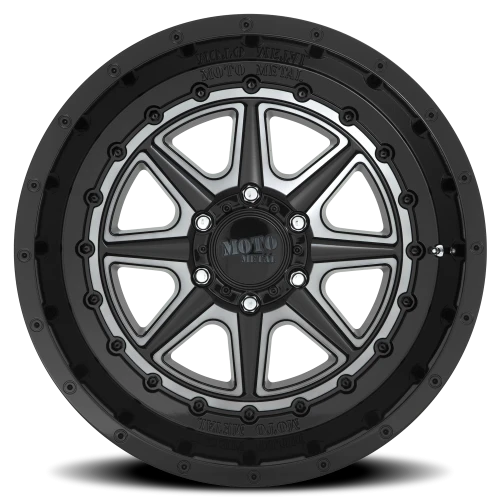 Moto Metal MO801 Phantom GY 22x12 -44 8x170mm 125.5mm Gloss Black Gray Tint