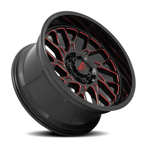 Moto Metal MO805 GB-MR 20x10 -18 6x139.7mm 106.1mm Gloss Black Milled-Red Tint