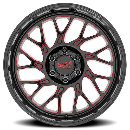 Moto Metal MO805 GB-MR 20x10 -18 8x170mm 125.1mm Gloss Black Milled-Red Tint