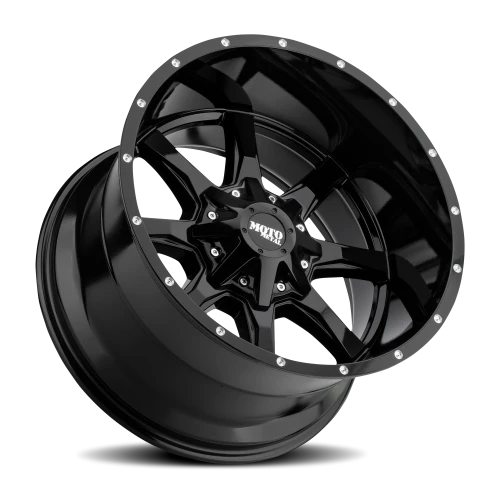 Moto Metal MO970 GB 20x10 -24 5x139.7mm 110.1mm Gloss Black Milled Rivets