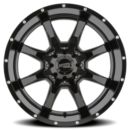 Moto Metal MO970 GB 16x8 +0 6x135mm 106.1mm Gloss Black Milled Rivets