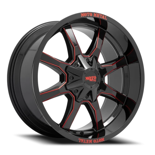 Moto Metal MO970 GB-MR 20x9 +0 5x127mm 78.1mm Gloss Black Milled-Red Accents