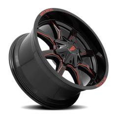 Moto Metal MO970 GB-MR 20x10 -18 8x165.1mm 125.1mm Gloss Black Milled-Red Accents