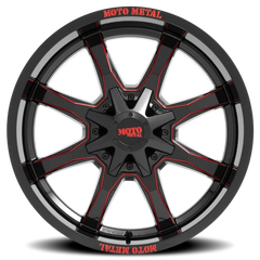 Moto Metal MO970 GB-MR 20x9 +0 6x135mm 106.1mm Gloss Black Milled-Red Accents