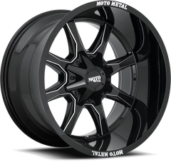 Moto Metal MO970 GB-M 20x9 +18 5x127mm 78.1mm Gloss Black Milled Spokes-Moto Metal on Lip