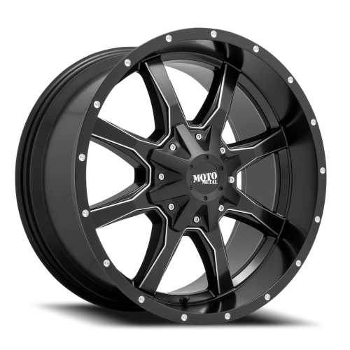 Moto Metal MO970 SGB-M 18x10 -24 8x165.1mm 125.1mm Semi Gloss Black Milled Spoke-Milled Rivets