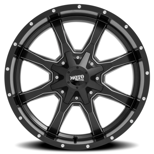 Moto Metal MO970 SGB-M 22x12 -44 8x170mm 125.1mm Semi Gloss Black Milled Spoke-Milled Rivets