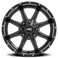 Moto Metal MO970 SGB-M 18x10 -24 6x135mm 106.1mm Semi Gloss Black Milled Spoke-Milled Rivets