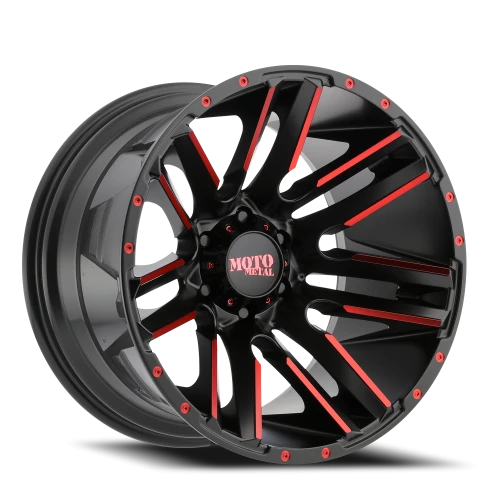 Moto Metal MO978 Razor SBMR 20x10 -24 5x150mm 110.5mm Satin Black Machined-Red Clear Coat
