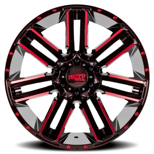 Moto Metal MO978 Razor SBMR 22x12 -44 8x170mm 125.5mm Satin Black Machined-Red Clear Coat