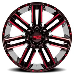 Moto Metal MO978 Razor SBMR 20x10 -24 8x180mm 124.2mm Satin Black Machined-Red Clear Coat