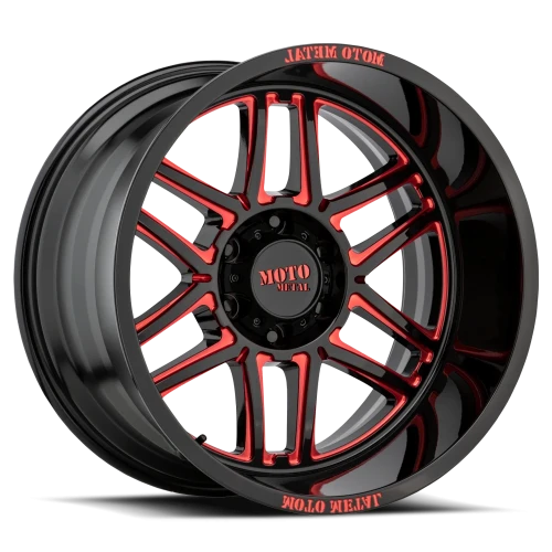 Moto Metal MO992 Folsom GBR 20x10 -18 6x135mm 87.1mm Gloss Black Red Tint