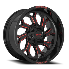 Moto Metal MO999 GB-MR 20x10 -18 5x139.7mm 110.1mm Gloss Black Milled-Red Tint