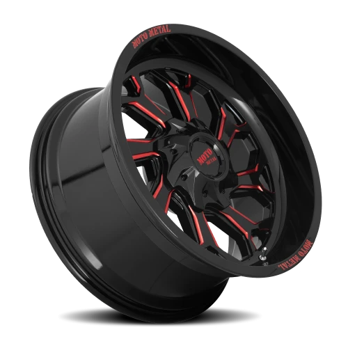 Moto Metal MO999 GB-MR 20x10 -18 5x139.7mm 110.1mm Gloss Black Milled-Red Tint