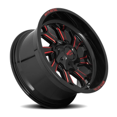 Moto Metal MO999 GB-MR 20x10 -18 5x139.7mm 110.1mm Gloss Black Milled-Red Tint