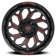 Moto Metal MO999 GB-MR 20x10 -18 5x139.7mm 110.1mm Gloss Black Milled-Red Tint