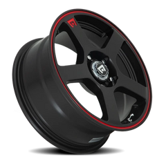 Motegi MR116 FS5 MBR 16x7 +40 5x100mm 72.6mm Matte Black Red Stripe