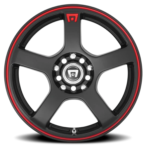 Motegi MR116 FS5 MBR 17x7 +40 5x108mm 72.6mm Matte Black Red Stripe