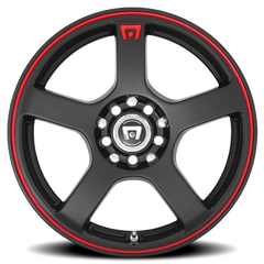 Motegi MR116 FS5 MBR 16x7 +40 5x108mm 72.6mm Matte Black Red Stripe