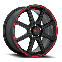 Motegi MR142 CS8 SBR 17x7 +40 4x100mm 72.6mm Satin Black Red Stripe