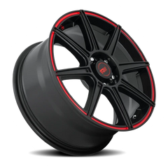 Motegi MR142 CS8 SBR 16x7 +40 5x108mm 72.6mm Satin Black Red Stripe