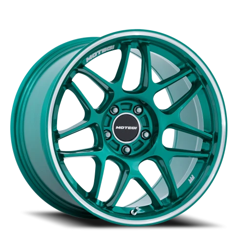 Motegi MR158 Tsubaki ED 18x8.5 +42 5x112mm 66.56mm Hokkaido Green Machined Lip