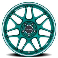 Motegi MR158 Tsubaki ED 18x9.5 +25 5x120mm 74.1mm Hokkaido Green Machined Lip