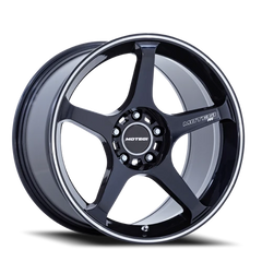 Motegi MR159 Battle V LD 18x8.5 +30 5x100mm 56.15mm Obsidian Blue Machined Lip Stripe