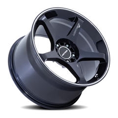 Motegi MR159 Battle V LD 18x10.5 +35 5x114.3mm 72.56mm Obsidian Blue Machined Lip Stripe