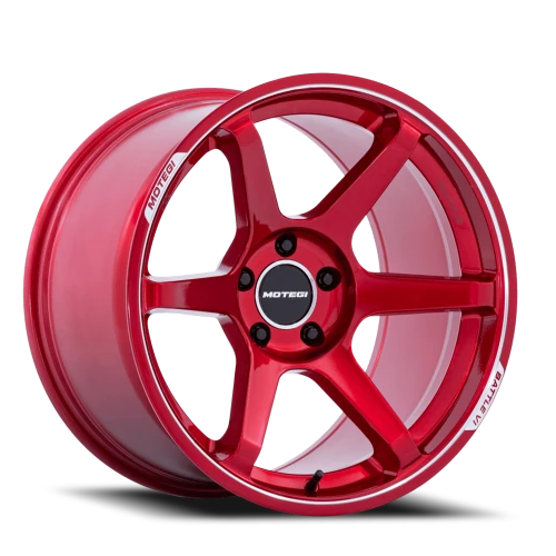 Motegi MR160 Battle VI QD 18x10.5 +25 5x114.3mm 72.56mm Cherry Red Metallic Machined Lip