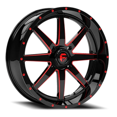 Fuel Maverick UTV D650 20x7 +13 4x156mm 132mm Gloss Black Milled-Red Tint
