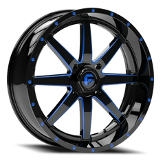 Fuel Maverick UTV D651 22x7 +13 4x137mm 110.1mm Gloss Black Milled-Blue Tint