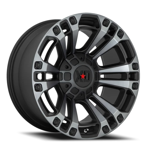 XD Series Monster 3 XD851 SB-GT 20x9 +18 8x165.1mm 125.5mm Satin Black Gray Tint