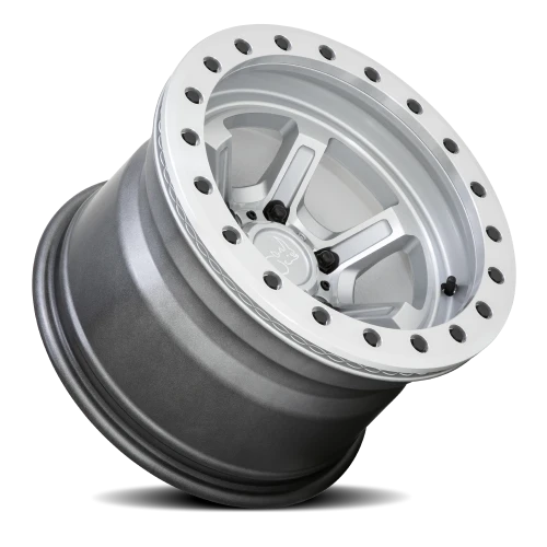 Black Rhino Offshoot Beadlock SL 15x10 -38 6x139.7mm 112.1mm Gloss Silver Machined Face
